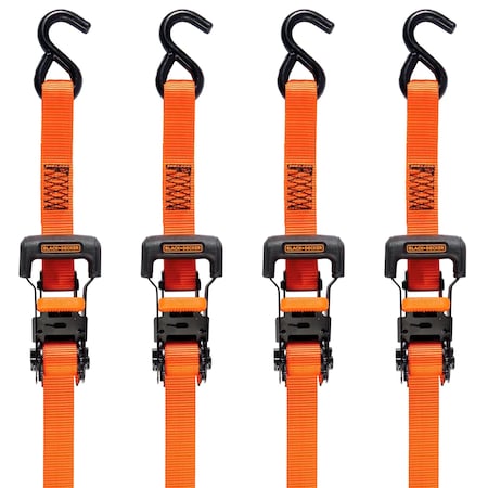 Black & Decker 10' x 1 in Ratchet Straps, 2500 lb, 4PK BDX1007